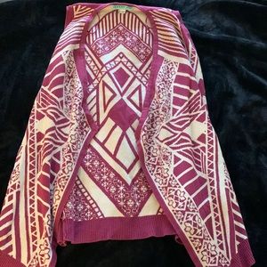 Francesca’s magenta and cream vest/cardigan